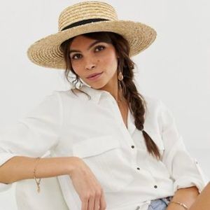 ASOS natural straw easy boater with size adjuster